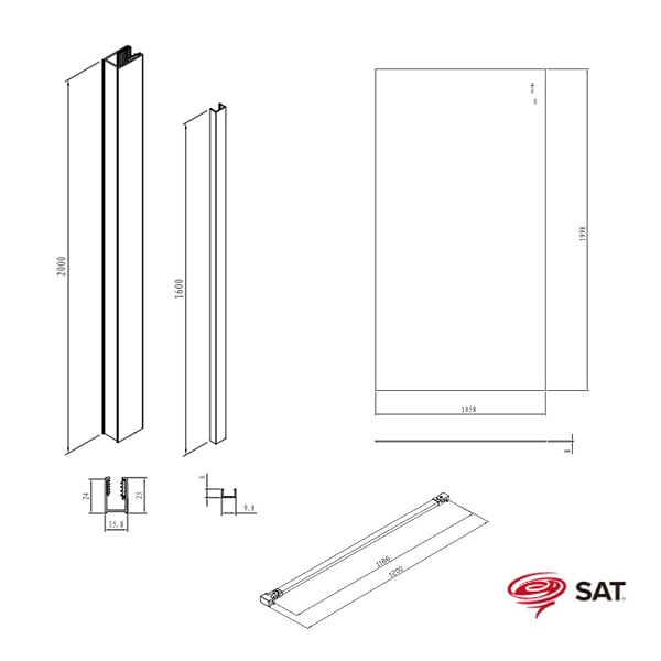 SWISS AQUA TECHNOLOGIES - Swiss Aqua Technologies Walk-in 110x200cm paroi en verre Crystal Glass®  8 mm anticalcaire, avec bras et profilés chrome brillant (SATBWI110PR) - large