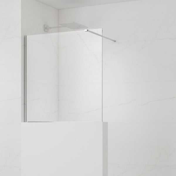 SWISS AQUA TECHNOLOGIES - Swiss Aqua Technologies Pare-muret 110x100cm Paroi en verre Crystal Glass® 8 mm anticalcaire, avec bras et profilés chrome brillant (SATBWIS110PR) - large