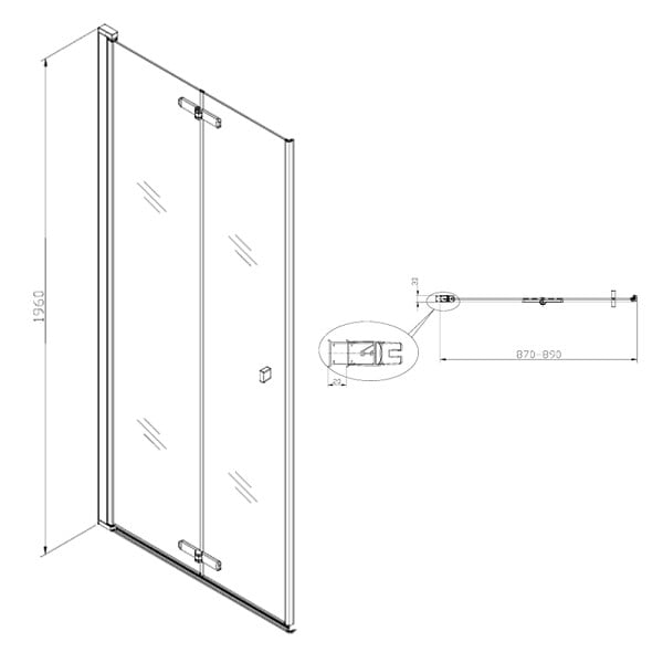 SWISS AQUA TECHNOLOGIES - Swiss Aqua Technologies SK Porte de douche 90x196cm pliante anticalcaire avec profilé chrome brillant (SATSK90) - large