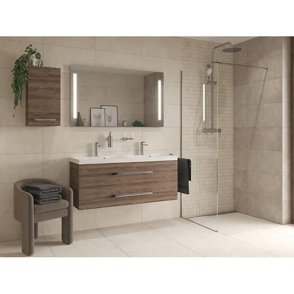 SWISS AQUA TECHNOLOGIES - Swiss Aqua Technologies Walk-in 120x200cm Paroi en verre Crystal Glass® 8 mm anticalcaire, avec bras et profilés chrome brillant (SATBWI120PR) - large