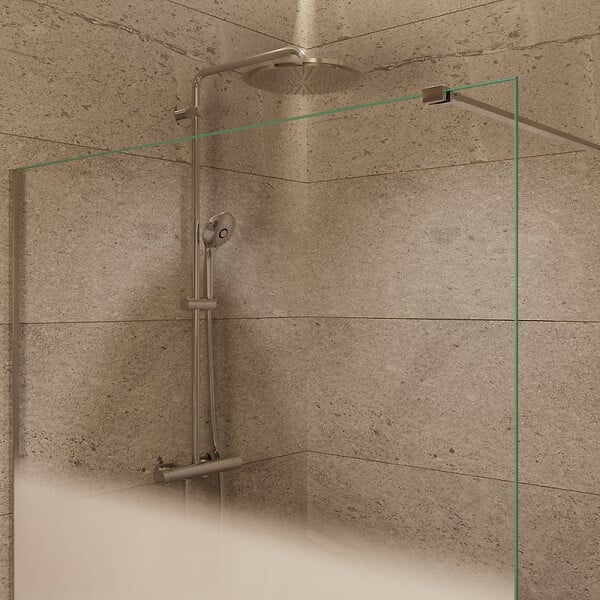 SWISS AQUA TECHNOLOGIES - Swiss Aqua Technologies Walk-in 120x200cm, Verre semi poli Crystal Glass® 8 mm  anticalcaire, avec bras et profilés chrome brillant (SATBWI120MPPR) - large