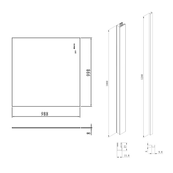 SWISS AQUA TECHNOLOGIES - Swiss Aqua Technologies Pare-muret 100x100cm Paroi en verre Crystal Glass® 8 mm anticalcaire, avec bras et profilés noir mat (SATBWIS100PRC) - large