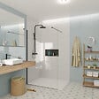 SWISS AQUA TECHNOLOGIES - Swiss Aqua Technologies Walk-in 120x200cm Paroi en verre Crystal Glass® 8 mm anticalcaire, avec bras et profilés noir mat (SATBWI120PRC) - vignette
