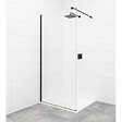 SWISS AQUA TECHNOLOGIES - Swiss Aqua Technologies Walk-in 120x200cm Paroi en verre Crystal Glass® 8 mm anticalcaire, avec bras et profilés noir mat (SATBWI120PRC) - vignette