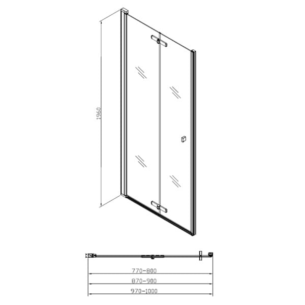 SWISS AQUA TECHNOLOGIES - Swiss Aqua Technologies SK Porte de douche 90x196cm pliante anticalcaire avec profilé noir mat (SATSK90NIKAC) - large