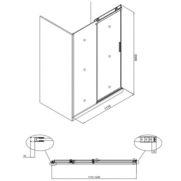 SWISS AQUA TECHNOLOGIES - Swiss Aqua Technologies T-Linea Porte coulissante douche verre trempé Easy Clean 120x200cm Ouverture droite à gauche TLDNEW120L02 - large