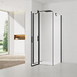 SWISS AQUA TECHNOLOGIES - Swiss Aqua Technologies Fusion ensemble porte pivotante /paroi 90x90cm anticalcaire avec profilés noir mat (SATFUDP90S90C-SET) - vignette