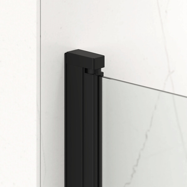 SWISS AQUA TECHNOLOGIES - Swiss Aqua Technologies Fusion ensemble porte pivotante /paroi 90x90cm anticalcaire avec profilés noir mat (SATFUDP90S90C-SET) - large
