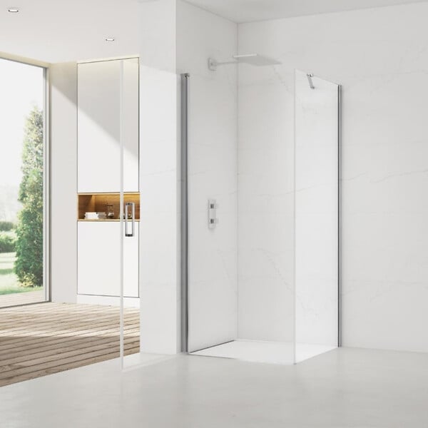SWISS AQUA TECHNOLOGIES - Swiss Aqua Technologies Fusion ensemble porte pivotante /paroi 90x100cm anticalcaire avec profilés chrome brillant (SATFUD90S100-SET) - large