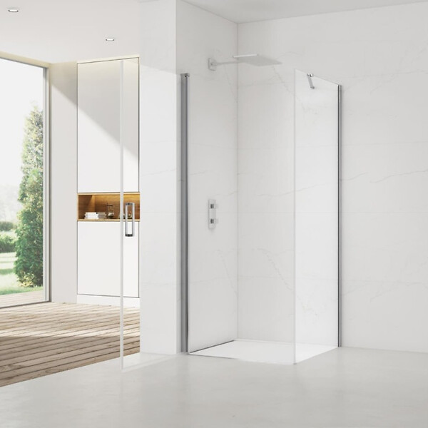 SWISS AQUA TECHNOLOGIES - Swiss Aqua Technologies Fusion ensemble porte pivotante /paroi 80x90cm anticalcaire avec profilés chrome brillant (SATFUD80S90-SET) - large