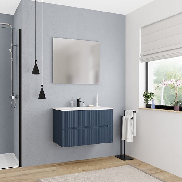 CERAMIA - Ceramia 80cm, meuble de salle de bain assemblé, certifié FSC, bleu foncé (CERAMIA-5DB80) - large