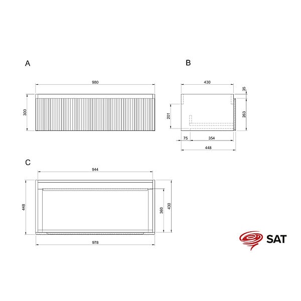 SWISS AQUA TECHNOLOGIES - Swiss Aqua Technologies Meuble de salle de bain avec comptoir en granit SAT Evolution 98x30x44,8 cm blanc mat (SATEVO100WMZ) - large
