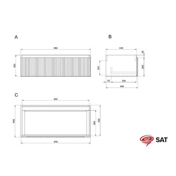 SWISS AQUA TECHNOLOGIES - Swiss Aqua Technologies Meuble de salle de bain avec comptoir en granit SAT Evolution 98x30x44,8 cm noyer mat (SATEVO100NAZ) - large