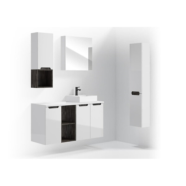 NATUREL - Naturel Meuble de salle de bain avec lavabo Naturel Stilla 60x60x45 cm blanc (STILLAD06033U1) - large