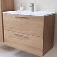 VITRA - Vitra  Mia ensemble meuble 79x61x39,5 cm avec miroir, lavabo et éclairage LED, Chêne (MIASET80D) - vignette