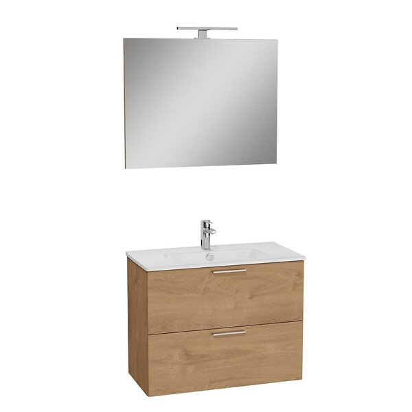 VITRA - Vitra  Mia ensemble meuble 79x61x39,5 cm avec miroir, lavabo et éclairage LED, Chêne (MIASET80D) - large