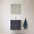 VITRA - Vitra  Mia ensemble meuble préassemblé 59x61x39,5 cm avec lavabo, miroir et éclairage LED, Anthracite brillant (MIASET60A) - vignette