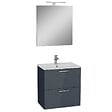 VITRA - Vitra  Mia ensemble meuble préassemblé 59x61x39,5 cm avec lavabo, miroir et éclairage LED, Anthracite brillant (MIASET60A) - vignette