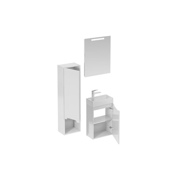 NATUREL - Naturel Ensemble de salle de bain avec lavabo comprenant mitigeur de lavabo, bec et siphon Naturel Stilla blanc brillant (KSETSTILLA022) - large
