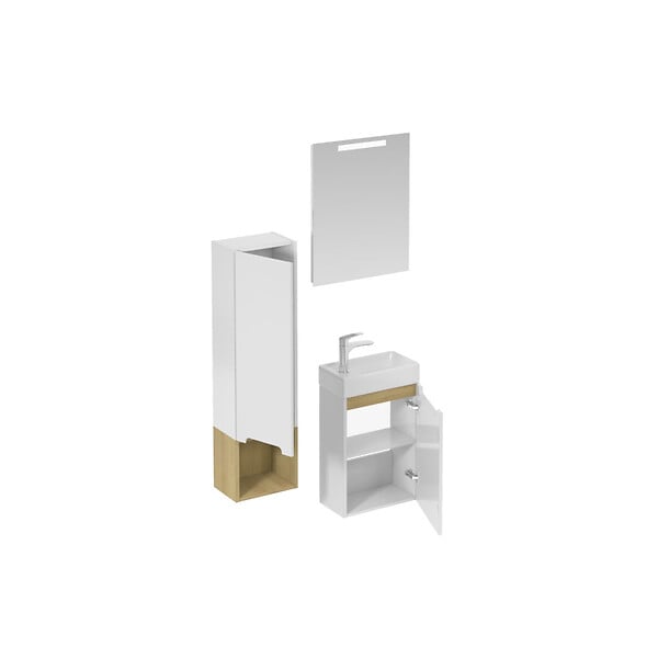 NATUREL - Naturel Ensemble de salle de bain avec lavabo comprenant robinet de lavabo, bec et siphon Naturel Stilla blanc brillant (KSETSTILLA020) - large