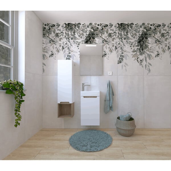 NATUREL - Naturel Ensemble de salle de bain avec lavabo comprenant robinet de lavabo, bec et siphon Naturel Stilla blanc brillant (KSETSTILLA020) - large