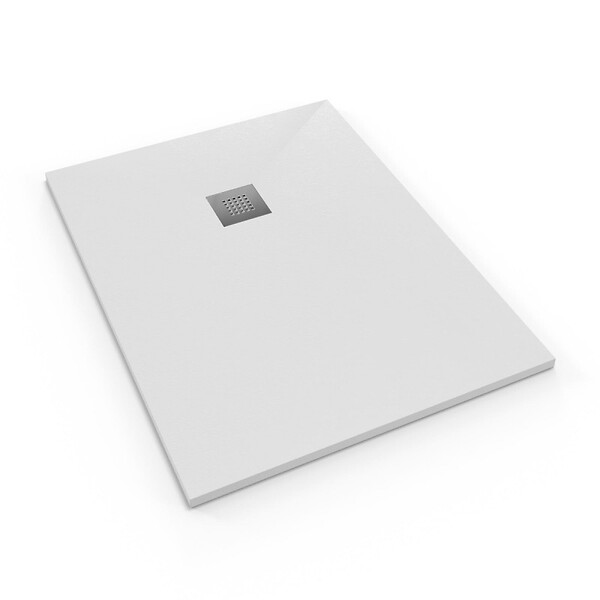 SWISS AQUA TECHNOLOGIES - Swiss Aqua Technologies Alek Receveur de douche rectangulaire 140x90cm avec siphon, en marbre coulé, Blanc (SATALEK14090B) - large
