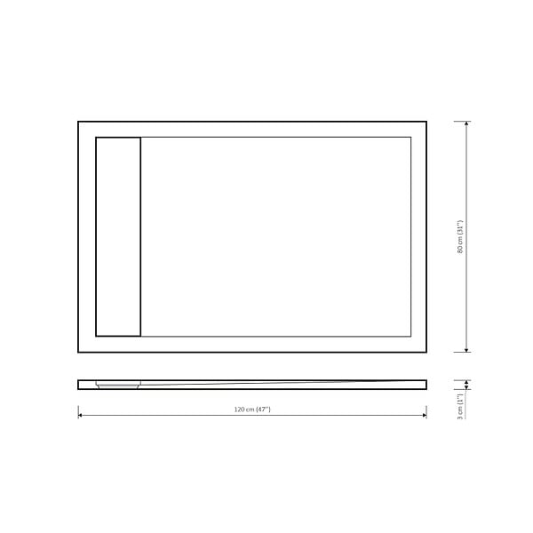 CERAMIA - Ceramia Alda Receveur de douche 120x80cm en pierre de synthèse durable, blanc mat (ALD15-12080B) - large