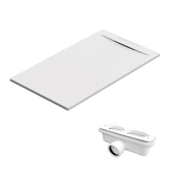 SWISS AQUA TECHNOLOGIES - Swiss Aqua Technologies Fusion Receveur de douche 120x80cm en marbre coulé, Blanc (SATFU12080BL) - large