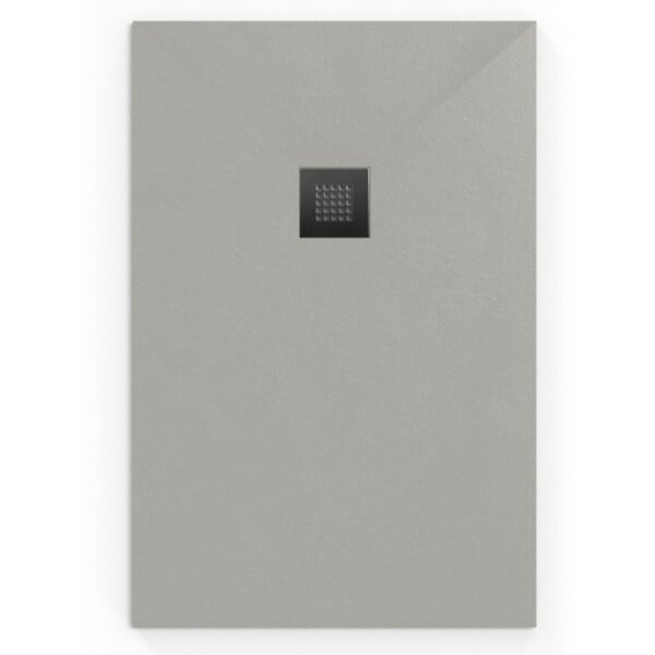 SWISS AQUA TECHNOLOGIES - Swiss Aqua Technologies Alek Receveur de douche rectangulaire 100x90 cm avec siphon, en marbre coulé, Gris (SATALEK10090S) - large