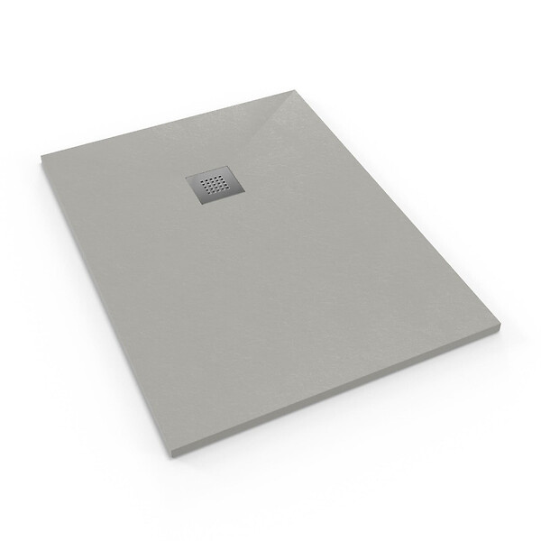 SWISS AQUA TECHNOLOGIES - Swiss Aqua Technologies Alek Receveur de douche rectangulaire 100x90 cm avec siphon, en marbre coulé, Gris (SATALEK10090S) - large