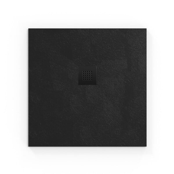 SWISS AQUA TECHNOLOGIES - Swiss Aqua Technologies B-Way Receveur de douche carré 90x90 cm avec siphon, en marbre coulé, Noir (SATALEK90Q) - large