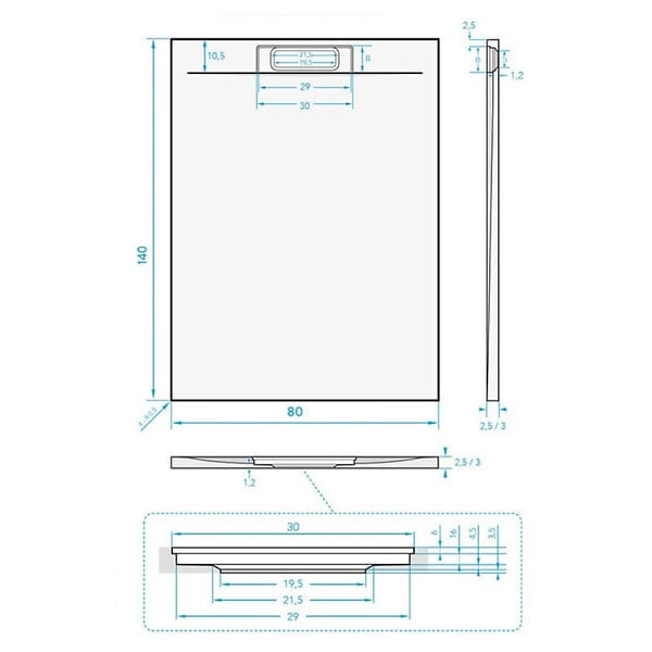 SWISS AQUA TECHNOLOGIES - Swiss Aqua Technologies Fusion Receveur de douche 160x90cm en marbre coulé avec siphon, Blanc (SATFU16090BL-S) - large