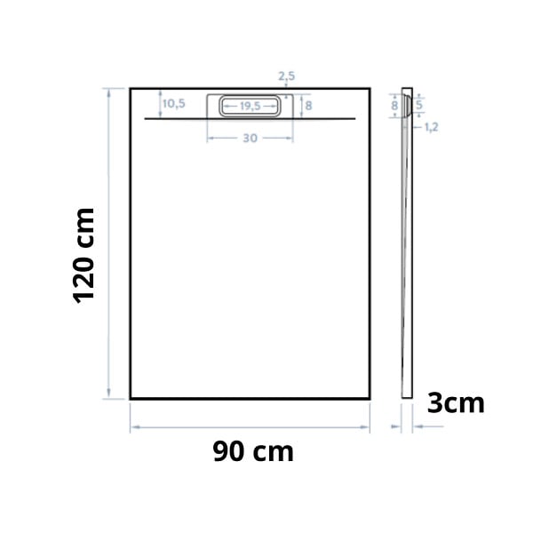 SWISS AQUA TECHNOLOGIES - Swiss Aqua Technologies Fusion Receveur de douche 120x90cm en marbre coulé avec siphon, Blanc (SATFU12090BL-S) - large
