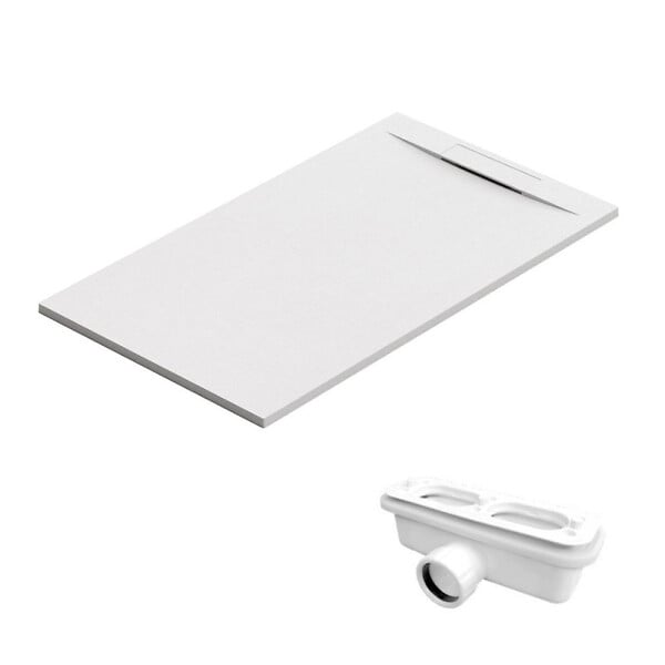 SWISS AQUA TECHNOLOGIES - Swiss Aqua Technologies Fusion Receveur de douche 120x80cm en marbre coulé, Blanc (SATFU12080BL) - large