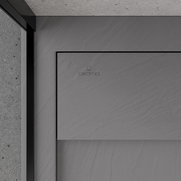 CERAMIA - Ceramia Alda Receveur de douche 90x90cm en pierre de synthèse durable, gris mat (ALD15-9090G) - large