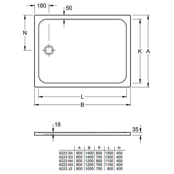 VILLEROY & BOCH - Villeroy & Boch Lifetime Plus Receveur de douche rectangulaire 1000 x 800 x 35 mm, Antidérapant, Blanc (6223J301) - large