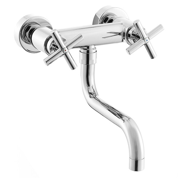 PAFFONI - Paffoni Quattro Mélangeur de lavabo mural avec bec long, Chrome (QTV161) - large