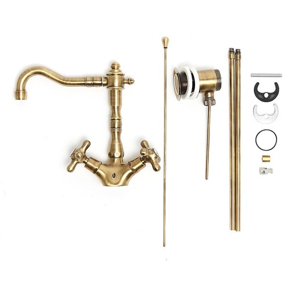 PAFFONI - Paffoni Ricordi Mélangeur XL de lavabo  avec tirette et bonde, Design vintage, Bronze (IR085BR) - large
