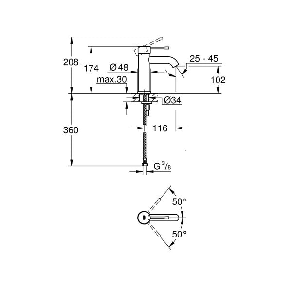 GROHE - Grohe Essence Mitigeur monocommande taille S avec cartouche en céramique, Hard graphite brossé (24172AL1) - large