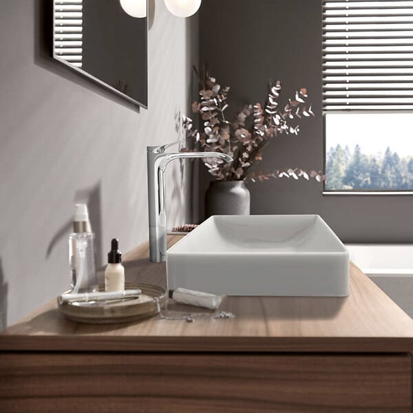 HANSGROHE - Hansgrohe Vivenis Mitigeur de lavabo surélevé 250 sans tirette ni vidage, bec cascade, chrome (75042000) - large