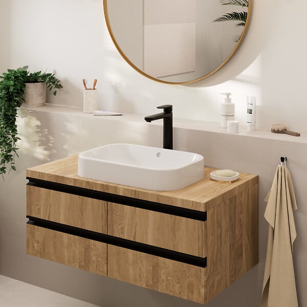 HANSGROHE - Hansgrohe Vernis Blend Mitigeur de lavabo 190 sans tirette ni vidage, Noir mat (71582670) - large