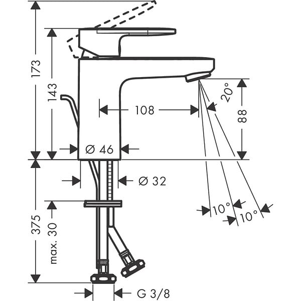 HANSGROHE - Hansgrohe Vernis Blend Mitigeur de lavabo 100 avec tirette et vidage synthétique, chromé (71551000) - large