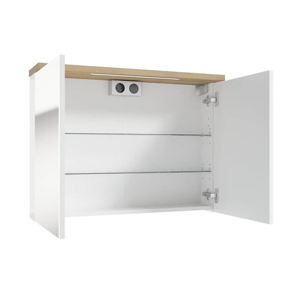 NATUREL - Naturel Armoire à miroir Naturel Stilla + LED 80x60 cm blanc (STILLAE08002) - large