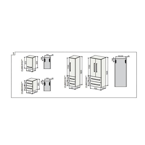 NATUREL - Naturel Meuble de salle de bain bas Naturel Cube Way 32,5x63x20 cm béton (CUBE2H32BE) - large