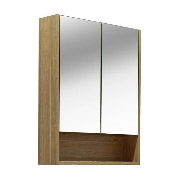 NATUREL - Naturel Lucca Armoire de toilette assemblée 60x75 cm, stratifié, 4 étagères, miroir, couleur chêne (LUCCA60CABD) - large