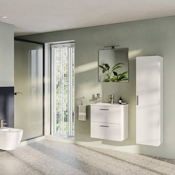 VITRA - Vitra  Mia armoire 145x35x35 cm pour salle de bain, porte softclose, blanc brillant (MIAV35B) - large