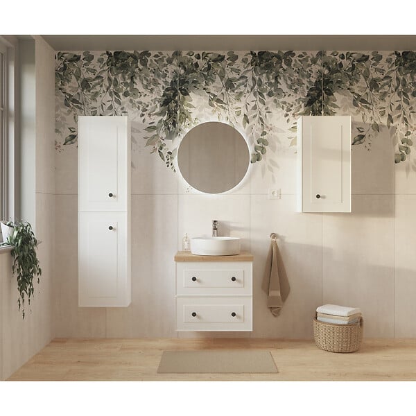 NATUREL - Naturel Meuble de salle de bain haut Naturel Forli 40x157x20 cm blanc (FORLIV40BI) - large