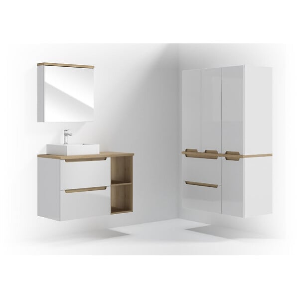 NATUREL - Naturel Armoire avec miroir Stilla 60x60 cm blanc (STILLAE06016) - large
