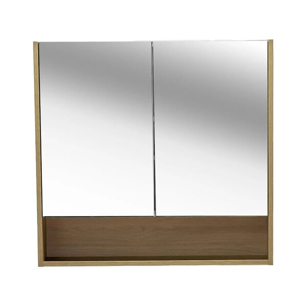 NATUREL - Naturel Lucca Armoire de toilette assemblée 80x75 cm, stratifié, 4 étagères, miroir, couleur chêne (LUCCA80CABD) - large