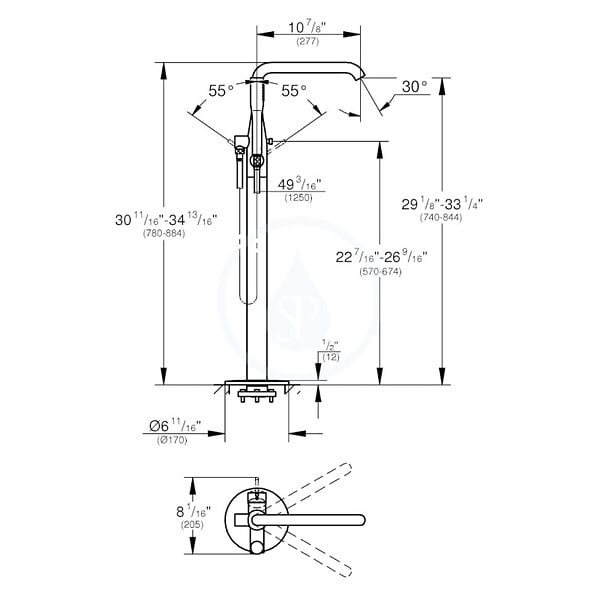 GROHE - Grohe Essence Mitigeur monocommande Bain/Douche 1/2", montage au sol (23491AL1) - large